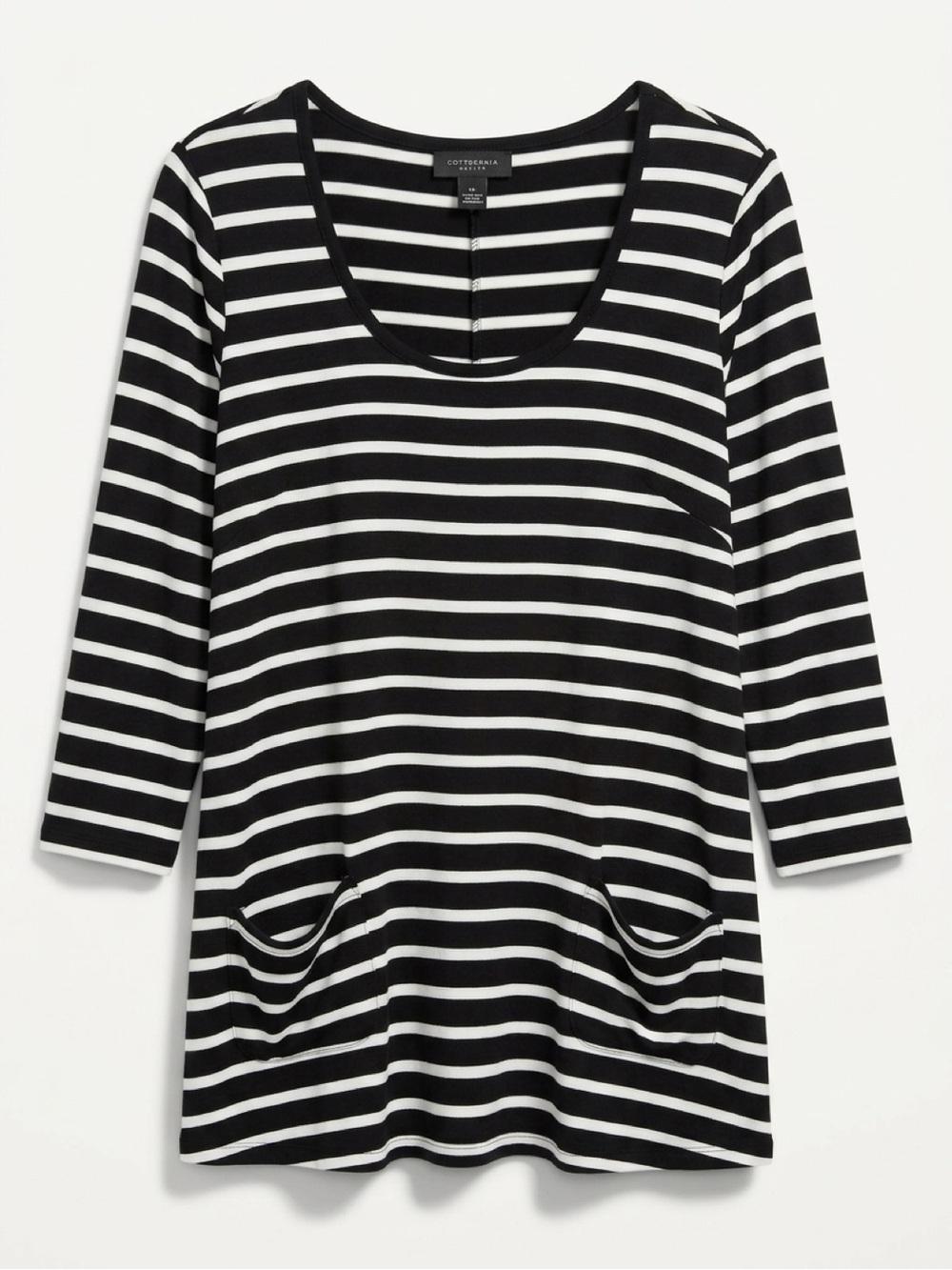 Grace Elements Black & White Striped Scoop Neck Tunic